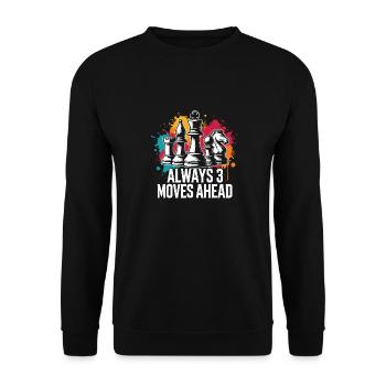 Always 3 moves ahead funny Chess Player Saying - Unisex Sweatshirt - black - Front - Alina (178cm) & Michal (187cm)