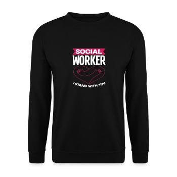Travailleur social, je suis à vos côtés - Sweat-shirt Unisexe - noir - Devant - Alina (178cm) & Michal (187cm)