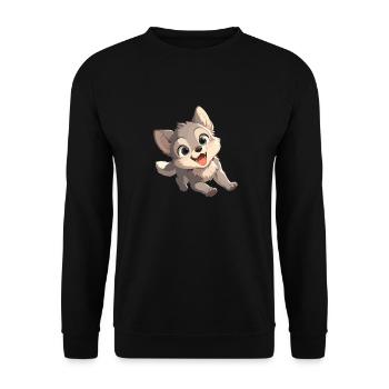 Wölfe Wolf - Unisex Pullover - Schwarz - Vorne - Alina (178cm) & Michal (187cm)