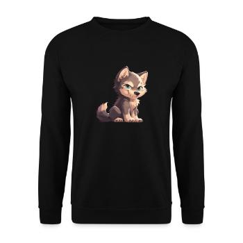 Wölfe Wolf - Unisex Pullover - Schwarz - Vorne - Alina (178cm) & Michal (187cm)