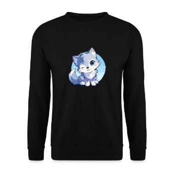 Wölfe Wolf - Unisex Pullover - Schwarz - Vorne - Alina (178cm) & Michal (187cm)