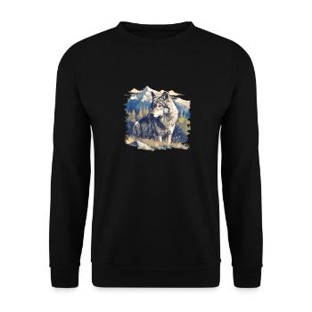 Loups Loup - Sweat-shirt Unisexe - noir - Devant - Alina (178cm) & Michal (187cm)