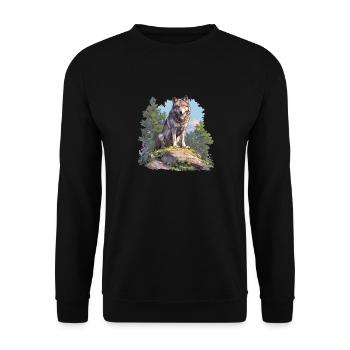 Wolves Wolf - Unisex Sweatshirt - black - Front - Alina (178cm) & Michal (187cm)