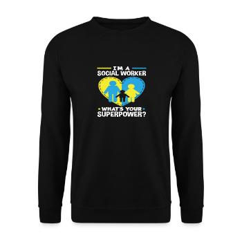 I'm a social worker what's yours - Unisex Sweatshirt - black - Front - Alina (178cm) & Michal (187cm)