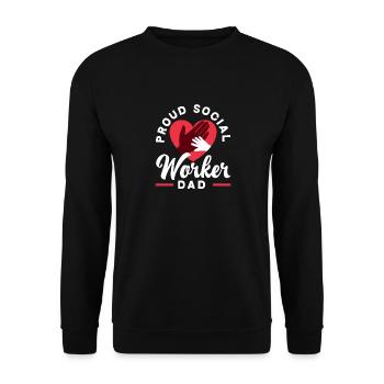 Stolzer Sozialarbeiter Papa mit Herz - Unisex Pullover - Schwarz - Vorne - Alina (178cm) & Michal (187cm)