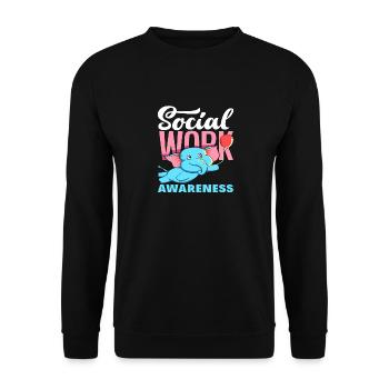 Social Work Awareness with Elephant - Unisex Sweatshirt - black - Front - Alina (178cm) & Michal (187cm)
