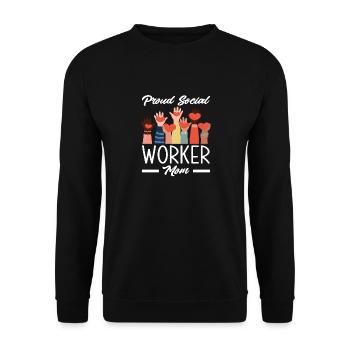 Proud social worker mom - Unisex Sweatshirt - black - Front - Alina (178cm) & Michal (187cm)