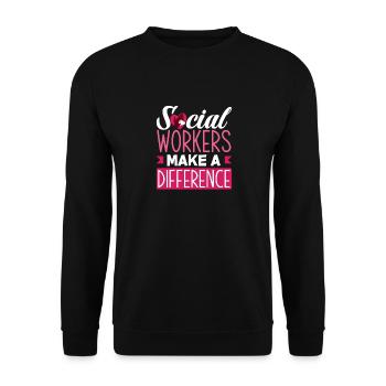 Social workers make a difference - Unisex Sweatshirt - black - Front - Alina (178cm) & Michal (187cm)