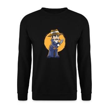 Service-Agent Offizier Detektiv - Unisex Pullover - Schwarz - Vorne - Alina (178cm) & Michal (187cm)