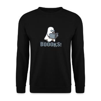 Buch Nerd Boooks Bibliothekar Lesung - Unisex Pullover - Schwarz - Vorne - Alina (178cm) & Michal (187cm)