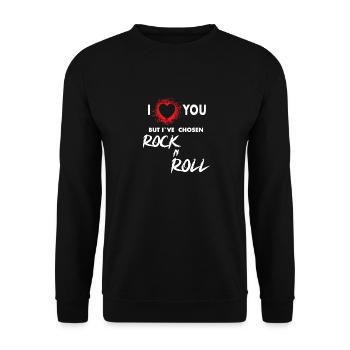 I Love But I've Chosen Rock and Roll - Unisex Pullover - Schwarz - Vorne - Alina (178cm) & Michal (187cm)