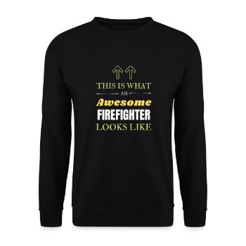 This is What an Awesome Firefighter Looks Like - Unisex Sweatshirt - black - Front - Alina (178cm) & Michal (187cm)