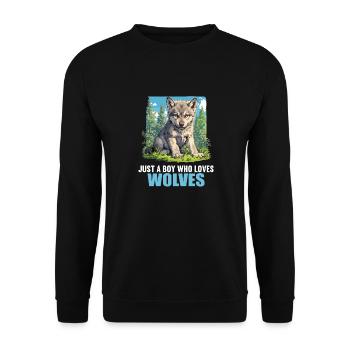 Wölfe Wolf - Unisex Pullover - Schwarz - Vorne - Alina (178cm) & Michal (187cm)