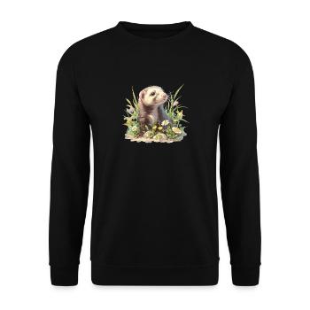 Ferret Frettchen - Unisex Pullover - Schwarz - Vorne - Alina (178cm) & Michal (187cm)
