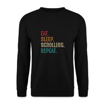 eat sleep scrolling repeat - Unisex Sweatshirt - black - Front - Alina (178cm) & Michal (187cm)