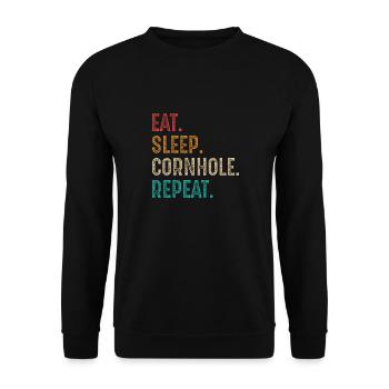eat sleep cornhole repeat - Unisex Sweatshirt - black - Front - Alina (178cm) & Michal (187cm)