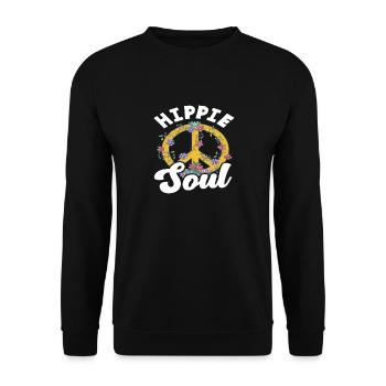 Hippie Soul Paix Symbole Fleurs - Sweat-shirt Unisexe - noir - Devant - Alina (178cm) & Michal (187cm)
