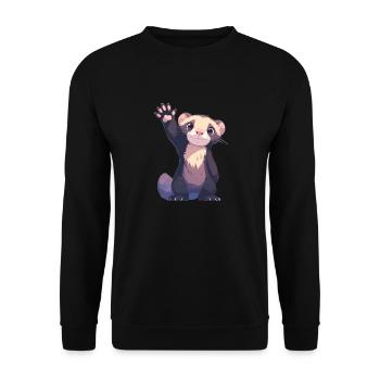 Ferret Frettchen - Unisex Pullover - Schwarz - Vorne - Alina (178cm) & Michal (187cm)