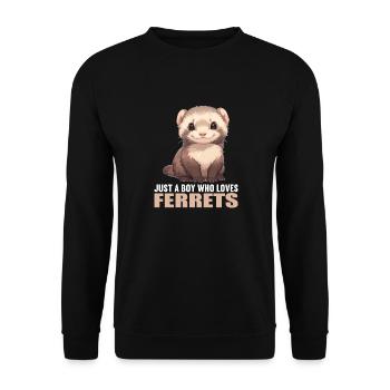 Ferret Frettchen - Unisex Pullover - Schwarz - Vorne - Alina (178cm) & Michal (187cm)