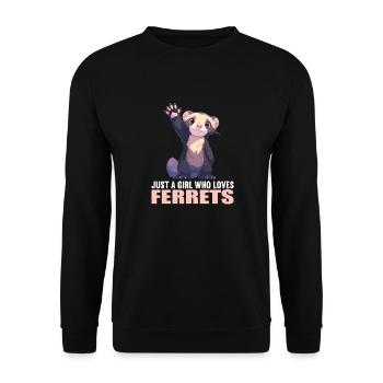 Ferret Frettchen - Unisex Pullover - Schwarz - Vorne - Alina (178cm) & Michal (187cm)