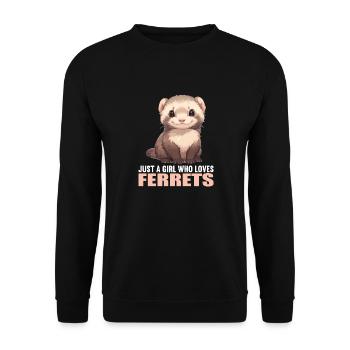 Ferret Frettchen - Unisex Pullover - Schwarz - Vorne - Alina (178cm) & Michal (187cm)