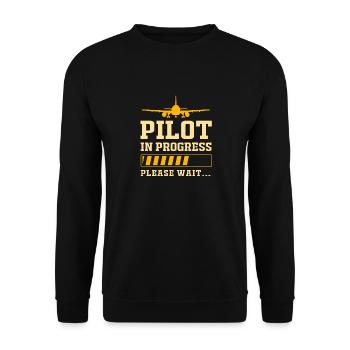 Pilot Airplane - Unisex Sweatshirt - black - Front - Alina (178cm) & Michal (187cm)