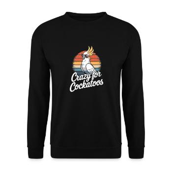Crazy For Cockatoos Retro Sonnenbrille Vogel - Unisex Pullover - Schwarz - Vorne - Alina (178cm) & Michal (187cm)