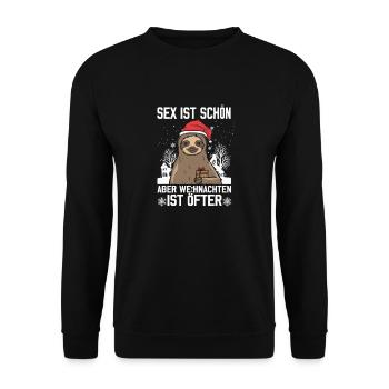 Funny Christmas Sloth - Unisex Sweatshirt - black - Front - Alina (178cm) & Michal (187cm)