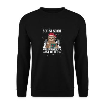 Funny Christmas Sloth - Unisex Sweatshirt - black - Front - Alina (178cm) & Michal (187cm)
