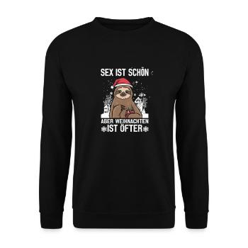 Funny Christmas Sloth - Unisex Sweatshirt - black - Front - Alina (178cm) & Michal (187cm)