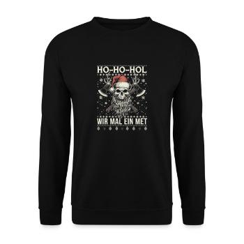 Ho Ho Let's get a mead - Unisex Sweatshirt - black - Front - Alina (178cm) & Michal (187cm)