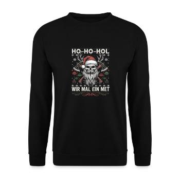 Ho Ho Let's get a mead - Unisex Sweatshirt - black - Front - Alina (178cm) & Michal (187cm)