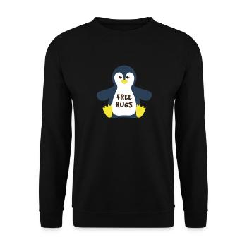 Kostenlose Umarmungen Winter Arktis Seevogel Pinguin - Unisex Pullover - Schwarz - Vorne - Alina (178cm) & Michal (187cm)