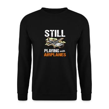 Pilot Airplane - Unisex Sweatshirt - black - Front - Alina (178cm) & Michal (187cm)