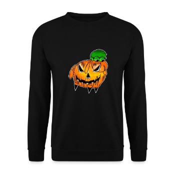 Wolly Sheepling Halloween Pumpkin - Unisex Sweatshirt - black - Front - Alina (178cm) & Michal (187cm)