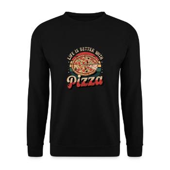 la vie est meilleure avec une pizza - Sweat-shirt Unisexe - noir - Devant - Alina (178cm) & Michal (187cm)