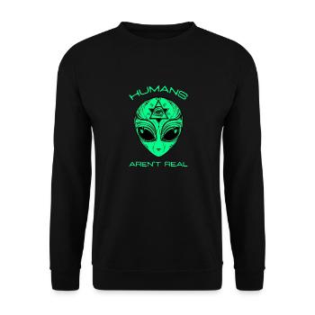 Scary but Funny Humans Aren't Real Alien Area51 Gi - Unisex Sweatshirt - black - Front - Alina (178cm) & Michal (187cm)