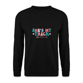 She is My Trick – Halloween - Unisex Sweatshirt - black - Front - Alina (178cm) & Michal (187cm)