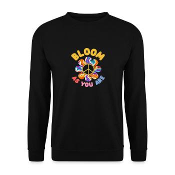 Blühe Wie Du Bist Friedensblume - Unisex Pullover - Schwarz - Vorne - Alina (178cm) & Michal (187cm)
