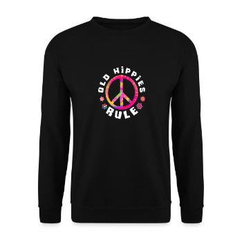 Vieux Hippies Règne Coloré Signe de Paix - Sweat-shirt Unisexe - noir - Devant - Alina (178cm) & Michal (187cm)