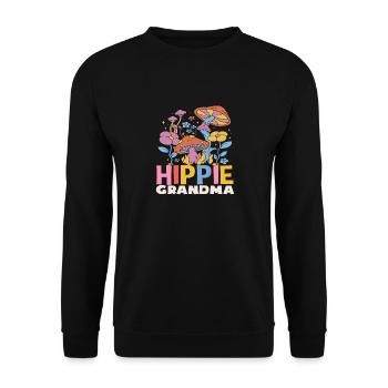 Hippie Mamie Fleurs et Champignons Rétro - Sweat-shirt Unisexe - noir - Devant - Alina (178cm) & Michal (187cm)