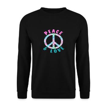Peace & Love Buntes Friedenssymbol - Unisex Pullover - Schwarz - Vorne - Alina (178cm) & Michal (187cm)