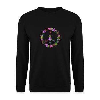 Floral Peace Sign Vintage Style - Unisex Sweatshirt - black - Front - Alina (178cm) & Michal (187cm)