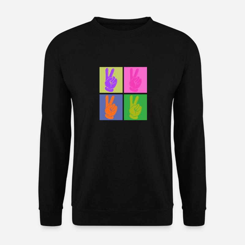 Bunter Friedensgriff Pop Art Design - Unisex Pullover - Schwarz