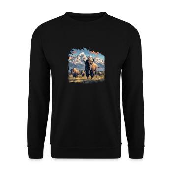 Bisons Bison - Unisex Pullover - Schwarz - Vorne - Alina (178cm) & Michal (187cm)