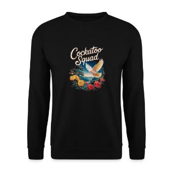 Cockatoo Squad Paradiesische Blumenpracht - Unisex Pullover - Schwarz - Vorne - Alina (178cm) & Michal (187cm)