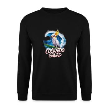 Cockatoo Squad Cooler Style Wellenreiten - Unisex Pullover - Schwarz - Vorne - Alina (178cm) & Michal (187cm)