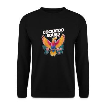 Cockatoo Squad Papageien Exotische Farben - Unisex Pullover - Schwarz - Vorne - Alina (178cm) & Michal (187cm)