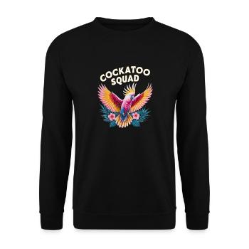 Cockatoo Squad Papageien Paradies Team - Unisex Pullover - Schwarz - Vorne - Alina (178cm) & Michal (187cm)