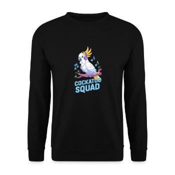 Cockatoo Squad Musik Papagei Kunst - Unisex Pullover - Schwarz - Vorne - Alina (178cm) & Michal (187cm)